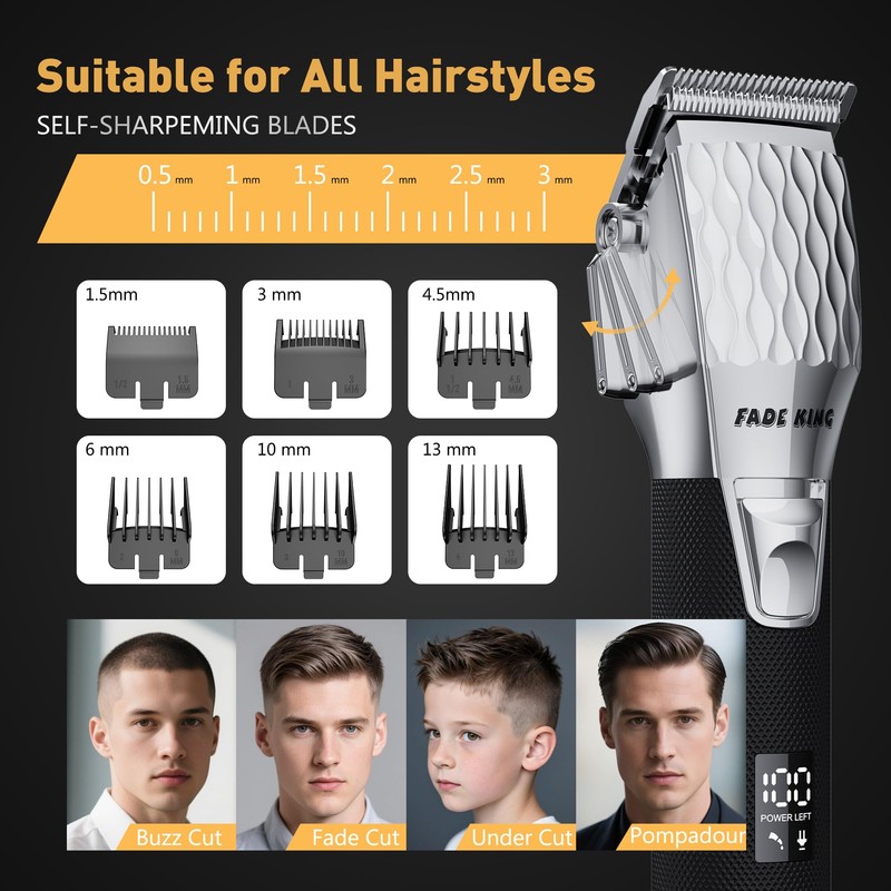 FADEKING® Pro Hair Clipper & Trimmer Set - 2600mAh Cordless