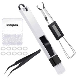 GTIWUNG キーキャッププーラークリーニングツールとゴム製Oリングサウンドダンパー キートップ引き抜き工具 メカニカルキーボード 2in1 メンテナンス工具 200 PCSラバーOリング 1個のクリーニングブラシ