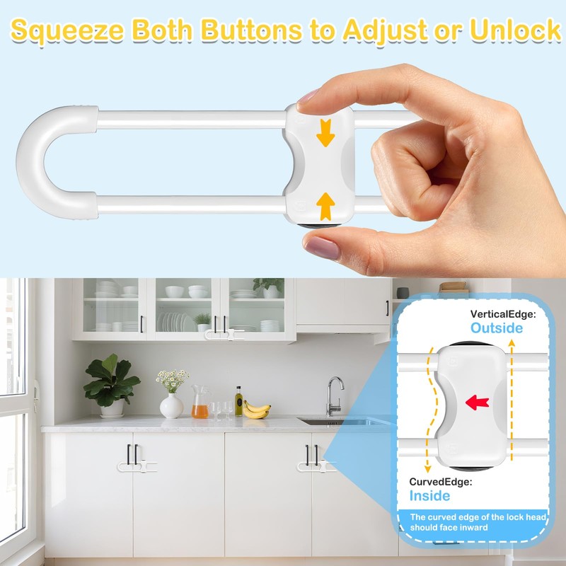 10 Pcs Sliding Cabinet Latches, U Shaped Cabinet Door Locks,