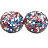 12mm Patriotic Red White Blue Glitter Bubble Stud Earrings -