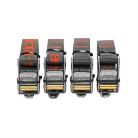 Rollercam 1.0” Tiedown Straps with Rollercam Buckle - Cam Strap Polypropylene Webbing w/Triple-Bar Tack Stitching – Outdoor Gear Heavy-Duty Lashing Straps, 350 lb Load, Straight End, 4 Pk, 6 Ft, 3 Ft