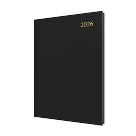Collins - Essential - 2026 12 Month Calendar Year Planner, Day-To-Page Diary, A4 Hard Cover - Black (ESSA41.99-26)