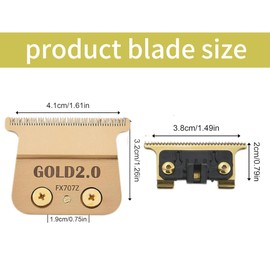 colorski FX707Z DLC 2.0 Replacement Blades Compatible with BaByliss PRO Barberology Trimmer Blade,Zero-Gapped Replacement Trimmer Blade Compatible with BaBylissPRO FX787 & FX726 Trimmer1 Pc Gold
