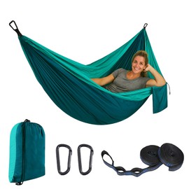 Camping Hammock – Lightweight Portable Parachute Hammock with Tree Straps, Single & Double Nylon Travel Hammocks for Backpacking, Hiking, Outdoors, Yard, Beach – Easy Setup & 230kg Support