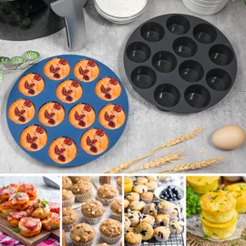 Webake Silicone Air Fryer Muffin Pan for Baking Nonstick 1.8 Inch Mini Muffin Tin, 12-Cavity, BPA Free Egg Bite Mold, Set of 2