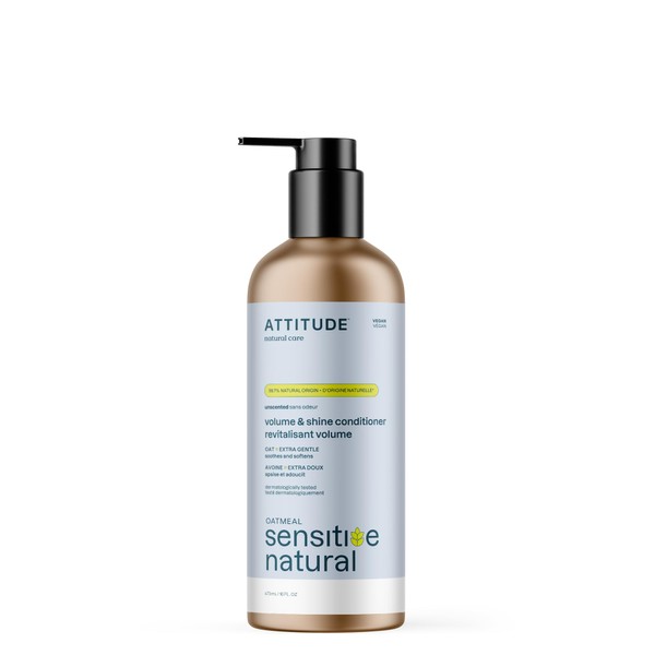 ATTITUDE Gentle Volumizing Conditioner for Sensitive Skin, Enriched with Oats,