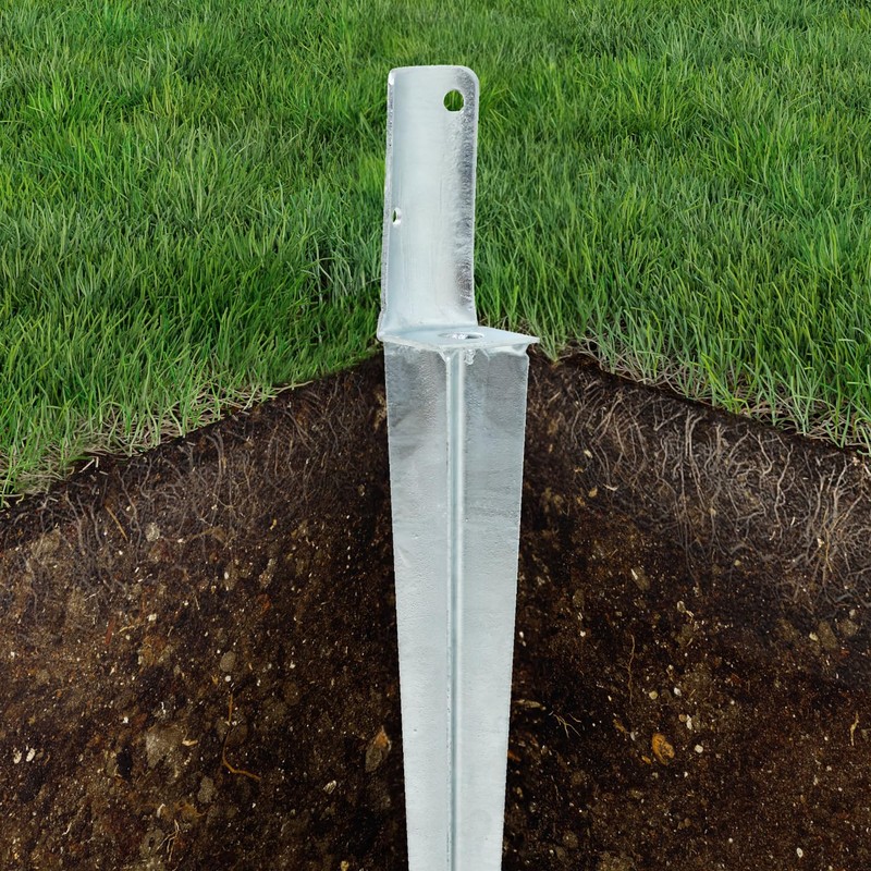 L-Shape Impact Ground Sleeve for Round Wood Posts Dimensions 50