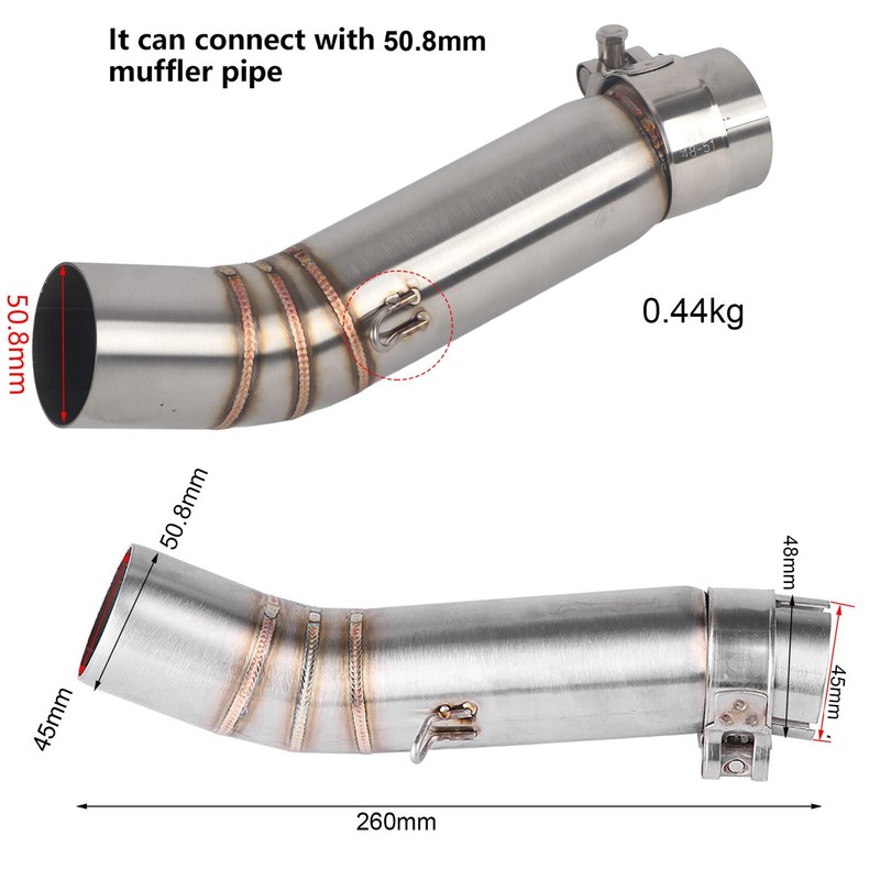 KIMISS Stainless Steel Motorcycle Exhaust Centre Pipe Link Connect for