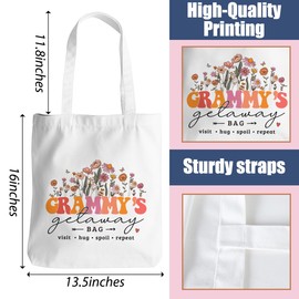 Grammy Gift Ideas Tote Bag Grandma Birthday Gifts Mothers Day Retirement Appreciation Gifts for Women Nana Meme Beach Bags for Women Christmas Reusable Shoulder Bag Shopping Grocery Gym