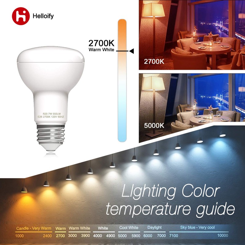 helloify Dimmable R20/BR20 LED Flood Light Bulb, 7W, 50W Equivalent,