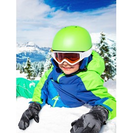 2 Pairs Kids Ski Gloves Waterproof Winter Mittens Warm Full Finger Gloves Snow Gloves for Children (Black and Rose Red,1-3 Years)