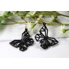 Geometric Butterfly Earrings in Black - Rustic Wood Earrings with