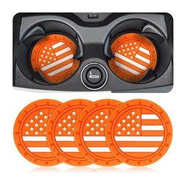 AUCELI 4 Pack Car Cup Holder Coasters, Colored American Flag US Flag Insert Car Cup Coaster, 2.75 Inch Anti Slip Shockproof Embedded Drink Mat, Vehicle Interior Decor Accessories