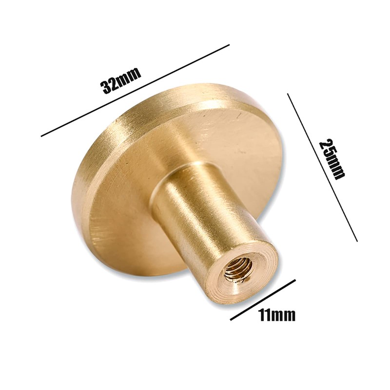 XNJIHWA 4 Pcs Round Wardrobe Handles Brushed Brass Drawer Knobs