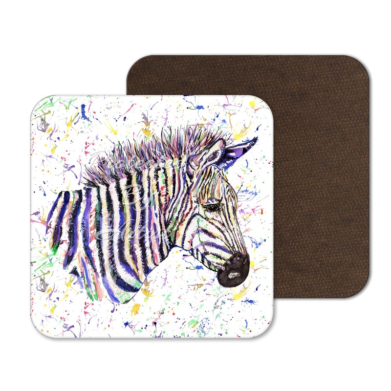 Coaster Zebra Wildlife animal Coasters Watercolour Art Gift Work Office