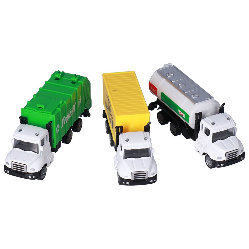 3pcs 1:50 Garbage Truck Models Set Plastic Alloy Sanitation Tanker
