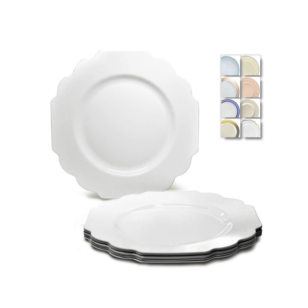 " OCCASIONS " 40 Plates Pack, Heavyweight Disposable Wedding Party Plastic Plates (8'' Appetizer/Dessert Plate, Imperial in Plain White)
