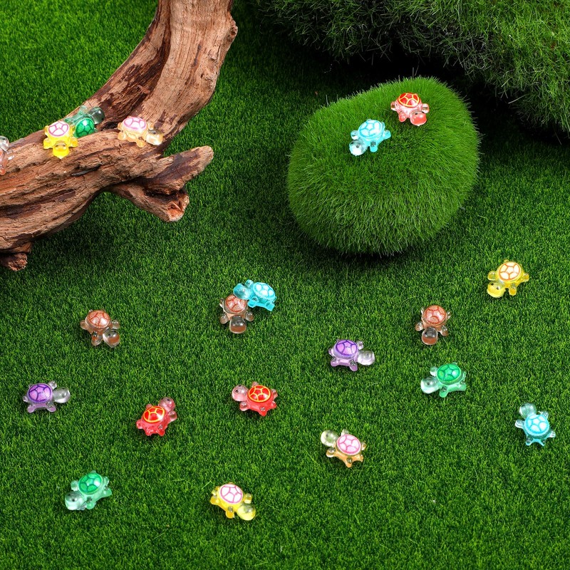 Alrhso 200Pcs Mini Resin Turtles with 1Pcs Large Turtle, Luminous