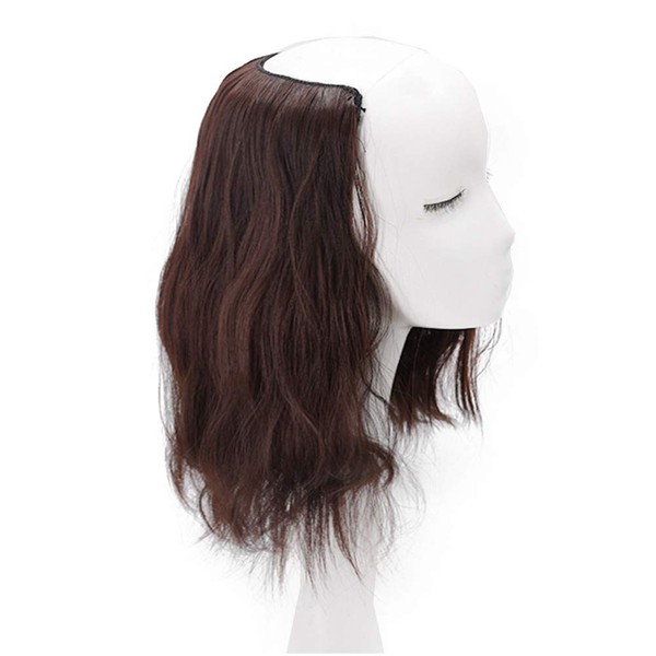 Medium Length 12" Wavy U-Shape Part Half Wig One Piece Clip in Hair Extension Dark Brown