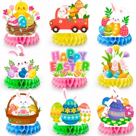 Huxolynifty Easter Party Decoration, 9 Pieces Easter Decoration Honeycomb Easter Table Decoration Honeycomb Easter Honeycomb Centrepieces for Happy Easter Decoration Table Decorations