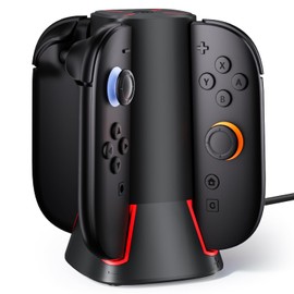 Charging Dock Compatible with Switch 2 Joy-Cons Controllers - 4-Port Charger Station with LED Indicators - Fast Charging Compatible for Nintedos Switch2 Joy-Cons with Charging Cable (Vertical)