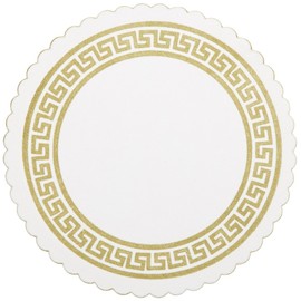 Hoffmaster 876074 Budgetboard Coaster, 3-3/8" Diameter, Gold Greek Border (Case of 2500)
