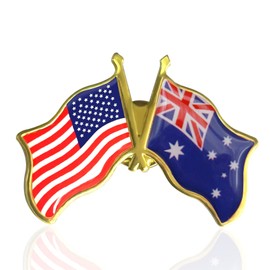 12Pack American Australia Friendship Flag Pins Bulk -1.5” Metal Patriotic US USA Australian Lapel Pins Badge Souvenir For Hat Bag Travel Gifts