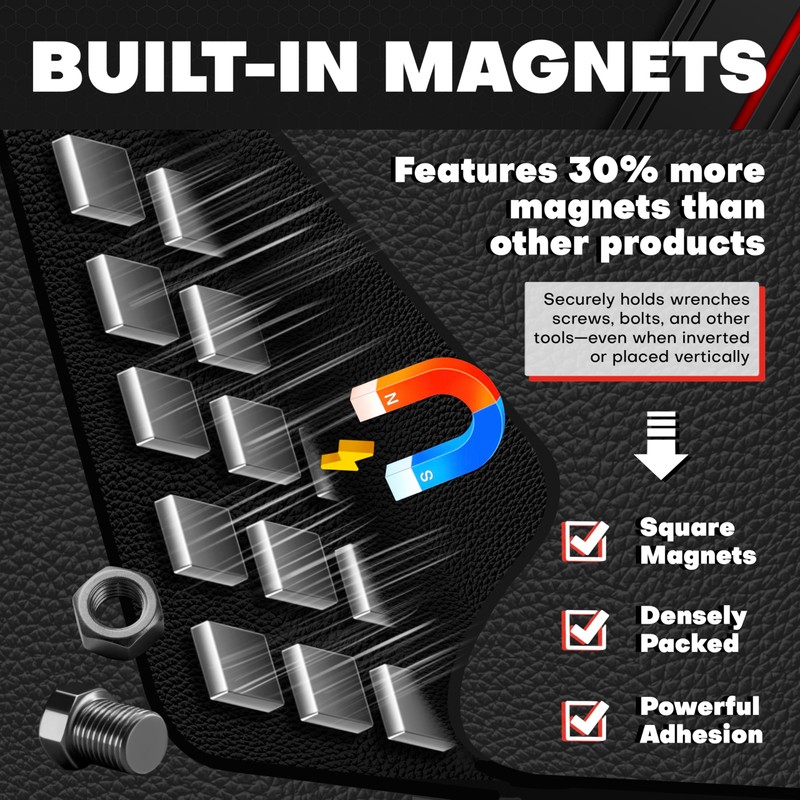 C&T 4-Piece Magnetic Tool Mat Set, Flexible Magnetic Mats in