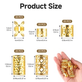 100 Pcs Gold Hair Cuffs,Aluminum Dread Locks Hair Jewelry Rings Gold Braid Beads Adjustable Metal Cuffs for Braids & Dreadlocks Hairs Jewelry Braid Jewellrys Accessories for Men Women Girls