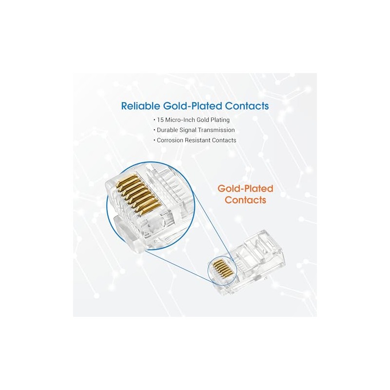 Conector RJ45 Cat6 UTP 8P8C Para Cable Ethernet Multifilar Bote