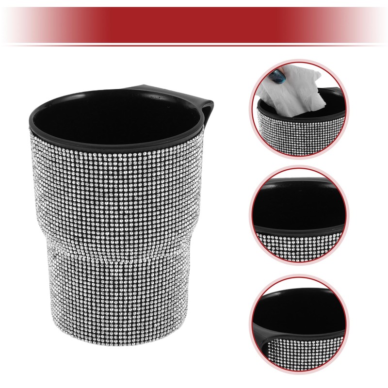 ACROPIX Car Trash Can Trash Bin Rhinestones Hanging 3.9" Width