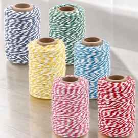 MIJOMA Set of 6 Bakers Twine Twine - 6 x 45 m Cotton Decorative Cord, 2 mm Thickness, Gift Ribbon in 6 Colours - Baker Twine, Ideal for Packaging, Crafts & Decorating
