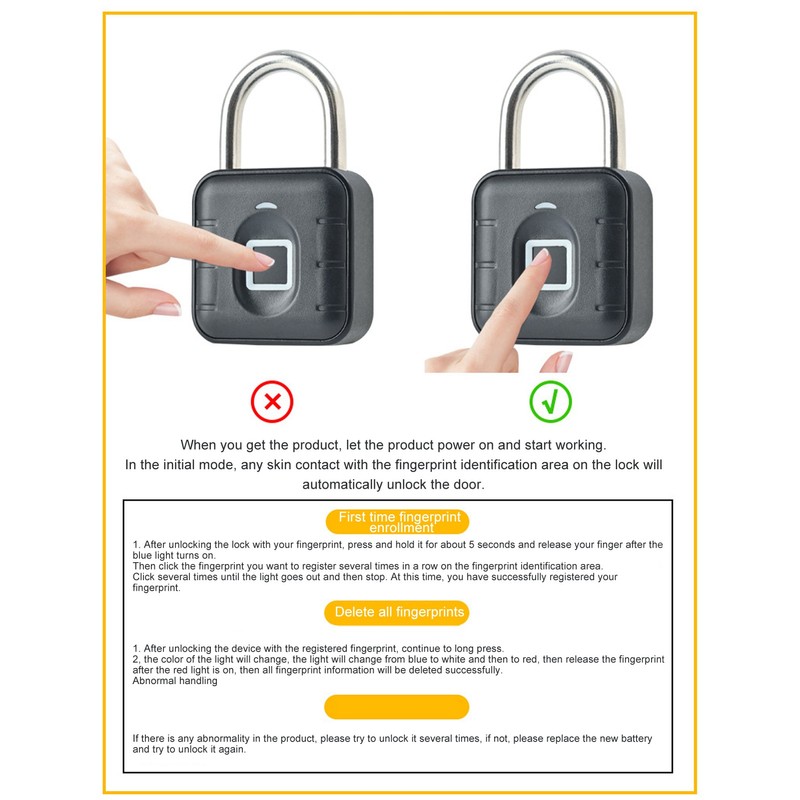 Keyless Fingerprint Locker Lock IP67 Waterproof Smart Biometric Fingerprint Lock