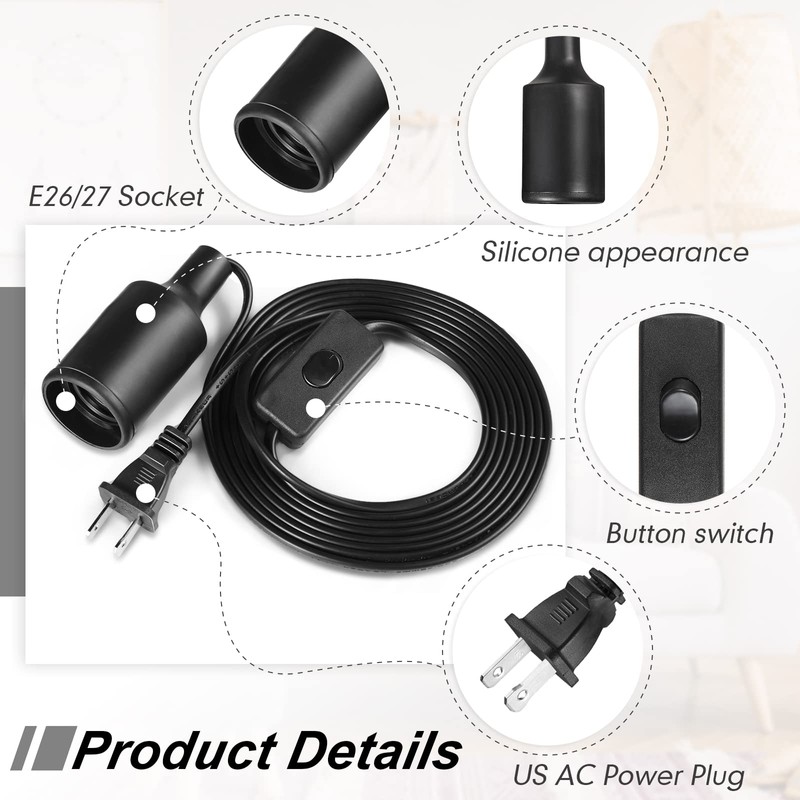 10 Pack Hanging Light Cord Pendant Light Cord with Switch