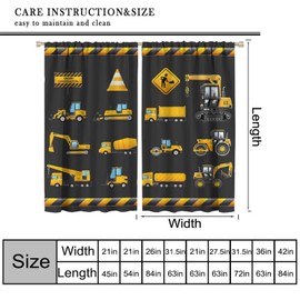 Djaby Kids Construction Curtains, Excavator Tractor Truck Nursery Construction Truck Window Curtains for Boys Room Bedroom Living Room 42" W X 45" L(No Blackout)