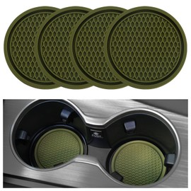 SINGARO Car Cup Coaster, 4PCS Universal Non-Slip Cup Holders Embedded in Ornaments Coaster, Car Interior Accessories, Olive Green