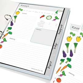 PRICARO Recipe Folder Complete Set "Querbeet", A4, 8 Pieces