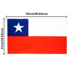 Chile Flag,Chilean Flag 3x5,Chile Flag 3x5 Outdoor Double Sided,Embroidered Chile Sewn Flag,Heavy Duty Chilean Nylon Flag,Durable Chilean Flag with Brass Grommets,Chile Flag for Long Lasting Display