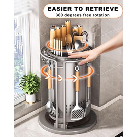 360°Rotating Knives Holder for Countertop, Utensil Holder for Kitchen, Multifunctional Cooking Utensil Crock for Kitchen Utensil Storage, Rotating Kitchen Utensil Holder
