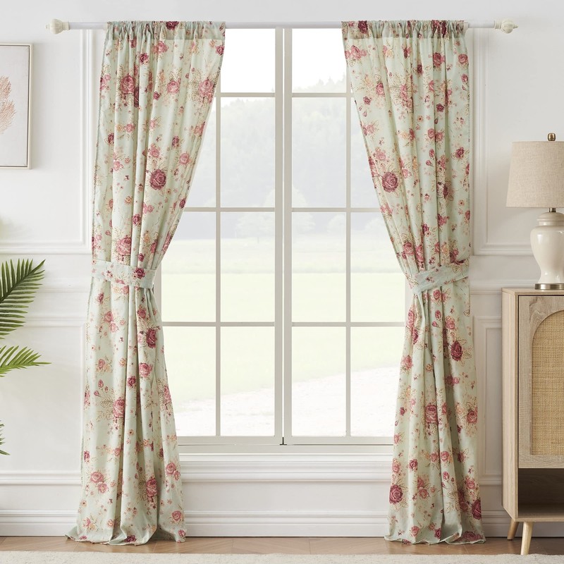 Greenland Home Antique Rose 100% Cotton Curtain Panel Pair, 42