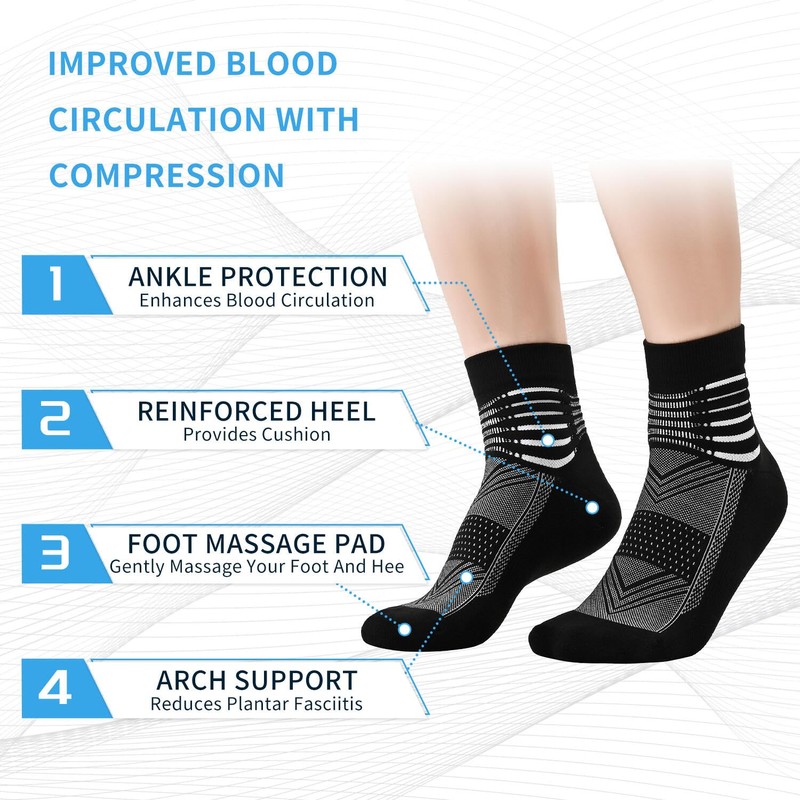 IRAMY Compression Ankle Support Socks Coolmax Wicking Cushioned Athletic Plantar