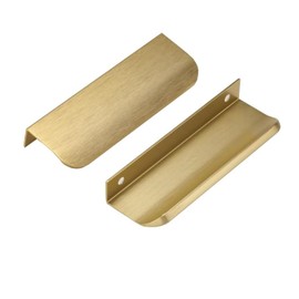 Ndjiloik Pack of 10 Hidden Door Handles, Cabinet Handles, Furniture Handles, Aluminium Alloy for Wardrobe, Door, Drawers, Gold, Total Length 120 mm