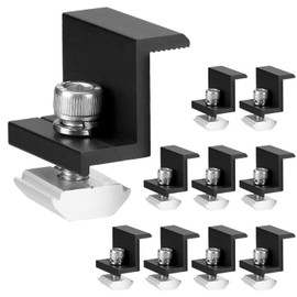 QWORK® Pack of 10 solar module holders, solar panel holder end clamp brackets, adjustable for roofs, motorhomes, boats, walls (30 mm), black