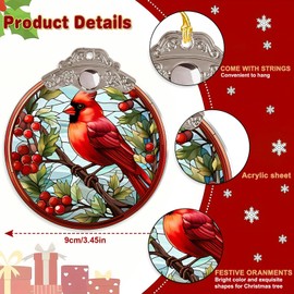 Cardinal Ornaments Memorial for Christmas Tree - Cardinal Red Berries Gifts Ornament 2024 Keepsake, Cardinal Christmas Ornaments Gifts for Cardinal Birds Lovers Friends Family Holiday Patry