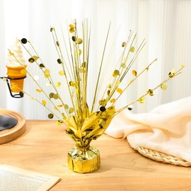 Crowye 6 Pieces Foil Spray Table Centerpieces Decoration Metallic Foil Spray Party Centerpiece Round Foil Spray Table Centerpiece Burst Centerpieces for Birthday Party Anniversary Holiday(Gold)