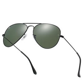 ADEWU Luxury Sunglasses Men's Aviator Glasses Polarised Retro Glasses Glass UV400 Driving Glasses, Luxury Black/Grey