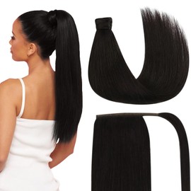 Ve Sunny Real Hair Ponytail Extension Dark Brown Ponytail Extension Human Hair Darkest Brown Ponytail Extension Real Human Hair Easy Installation Clip in Ponytail Hair Extensions 80g 14inch