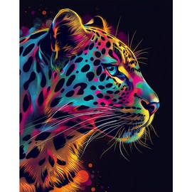 Natuyalo Colorful Cheetah Paint by Numbers Kit for Adults - Animal Paint by Number on Canvas without Frame, DIY Acrylic Painting for Ideal Gift Home Wall Decor (16x20 Inch)