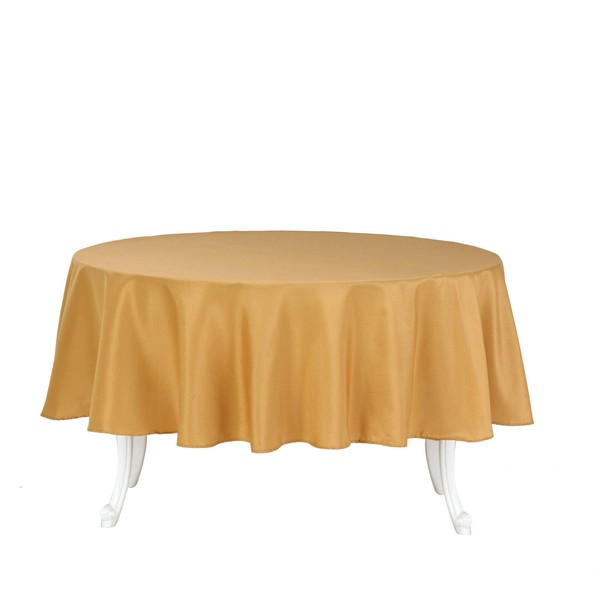 BalsaCircle 90 inch Gold Round Polyester Tablecloth Fabric Table Cover