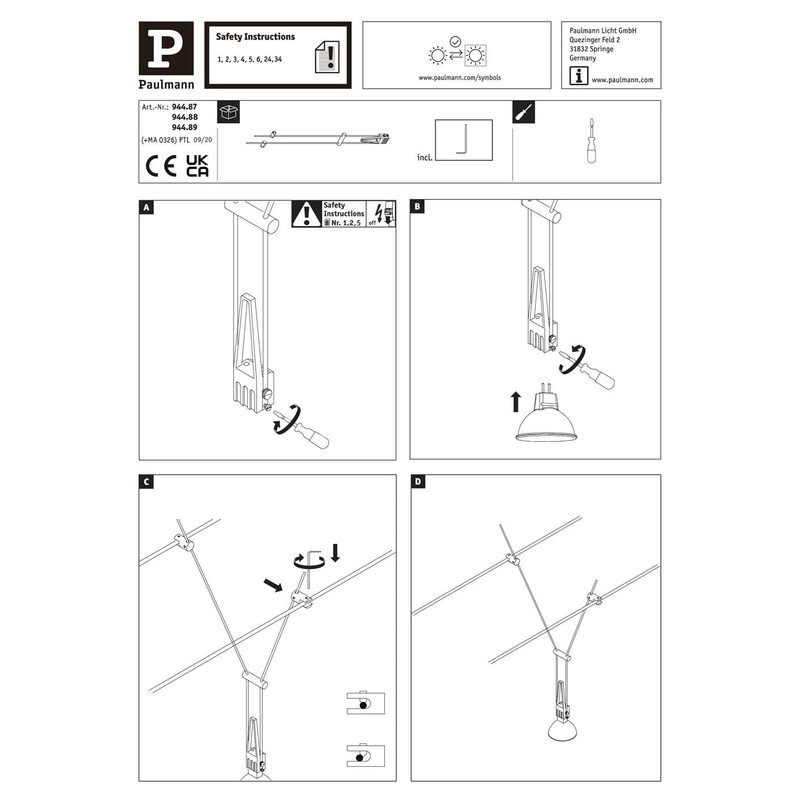 Paulmann 94489 CorDuo Cable System – Single Spot Comet DC